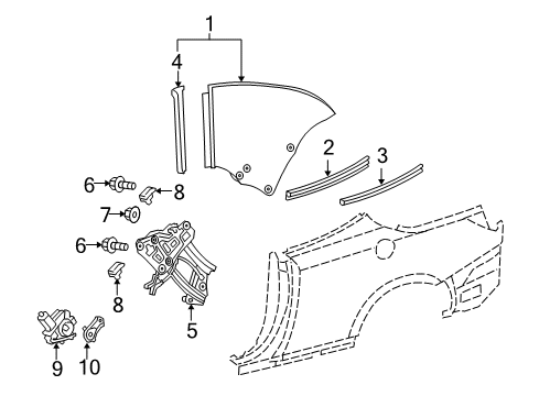 Plate, Back Door Window Regulator Base, Passenger Side Diagram for 69813-33010