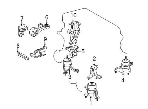 2013 Toyota Camry Engine & Trans Mounting Diagram
