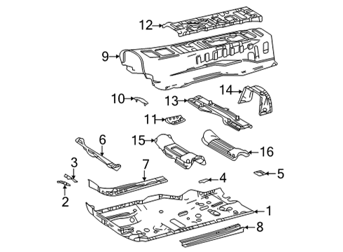 2022 Toyota Mirai Floor & Rails Diagram