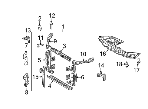 2009 Toyota Sienna Radiator Support, Splash Shields Diagram
