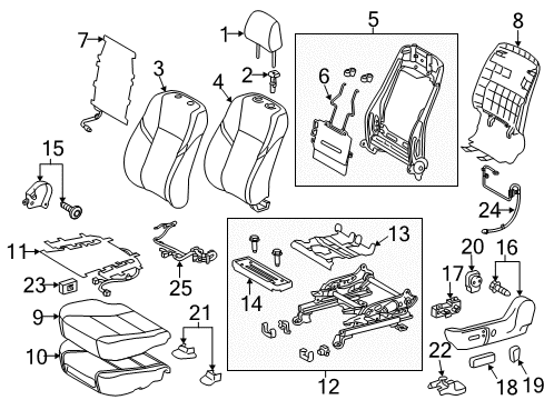 2017 Toyota Avalon Driver Seat Components Diagram