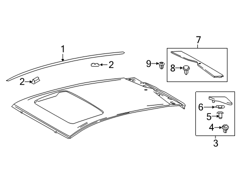 2020 Toyota Prius AWD-e Exterior Trim - Roof Diagram 1 - Thumbnail