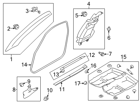 2016 Scion FR-S Interior Trim - Pillars, Rocker & Floor Diagram