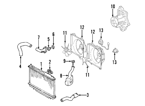 2004 Toyota RAV4 Cooling System, Radiator, Water Pump, Cooling Fan Diagram