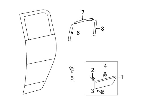 2013 Toyota FJ Cruiser Exterior Trim - Rear Door Diagram