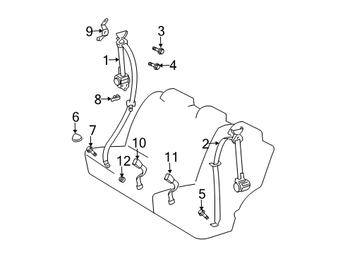 2004 Toyota 4Runner Rear Seat Belts Diagram 3 - Thumbnail