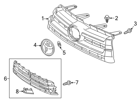 2017 Toyota Highlander Grille & Components Diagram