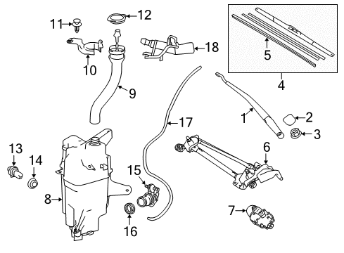 2015 Toyota RAV4 Windshield - Wiper & Washer Components Diagram