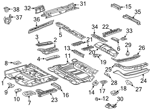 2006 Toyota Highlander Pillars, Rocker & Floor - Floor & Rails Diagram