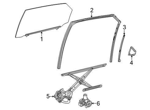2018 Toyota Mirai Front Door Glass & Hardware Diagram