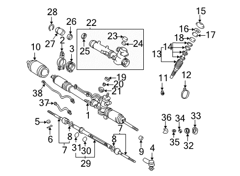 2002 Toyota RAV4 Inner Tie Rod Diagram for 45503-49055
