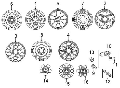 2014 Toyota Tacoma Wheels, Covers & Trim Diagram