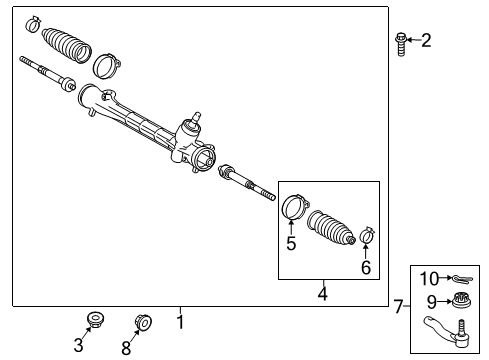 2015 Toyota Prius C Steering Gear Diagram for 45510-52370
