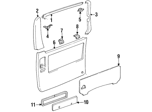 1991 Toyota Previa Interior Trim - Side Loading Door Diagram