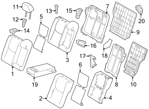 2023 Toyota Prius AWD-e Rear Seat Components Diagram