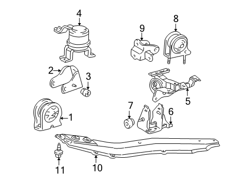 2004 Toyota RAV4 Engine & Trans Mounting Diagram