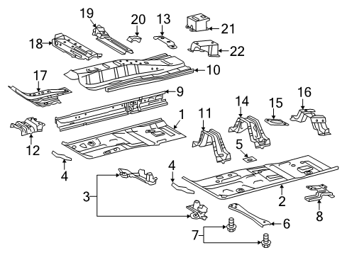 2013 Scion tC Pillars, Rocker & Floor - Floor & Rails Diagram