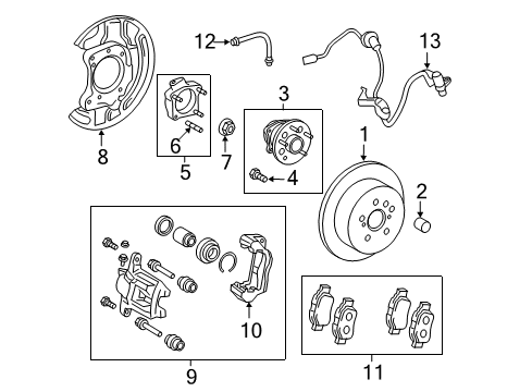 2012 Toyota Sienna Hub & Bearing, Rear Diagram for 42450-08030