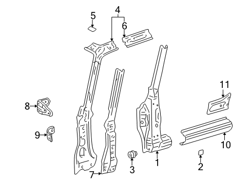 1999 Toyota RAV4 Hinge Pillar, Rocker Panel Diagram