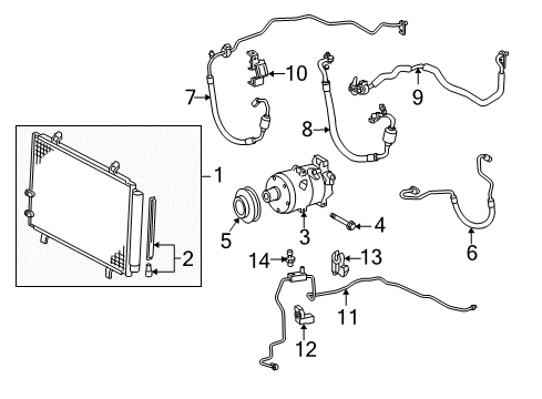 2005 Toyota Avalon A/C Condenser, Compressor & Lines Diagram