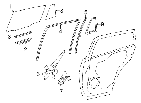 2015 Toyota RAV4 Rear Door - Glass & Hardware Diagram