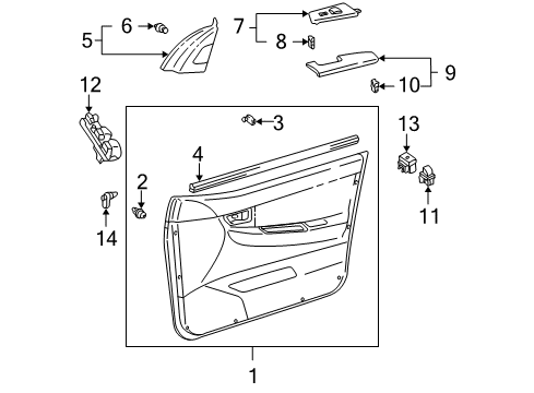 2007 Toyota Corolla Door & Components Diagram
