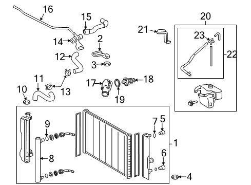 2012 Toyota Matrix Radiator & Components Diagram
