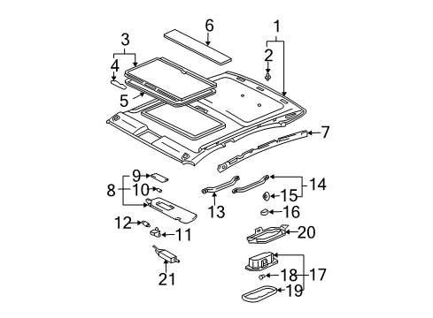 2004 Toyota Avalon Interior Trim - Roof Diagram