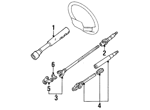1986 Toyota Land Cruiser Steering Column Housing & Components, Shaft & Internal Components Diagram