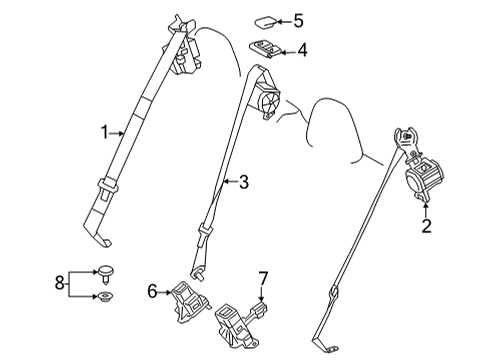 2022 Toyota Corolla Cross Rear Seat Belts Diagram