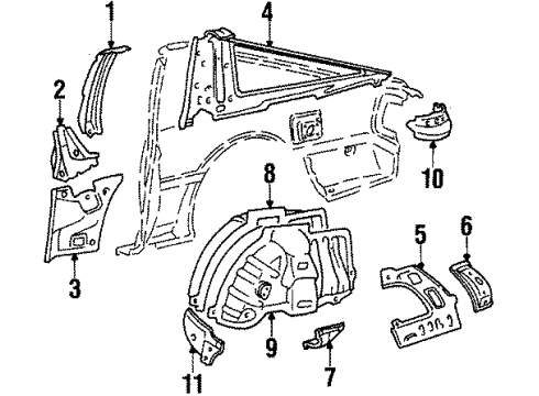 1986 Toyota Supra Quarter Panel - Inner Components Diagram