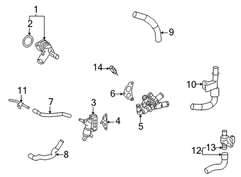 Pipe Sub-Assembly, Water By-Pass Diagram for 16207-25010