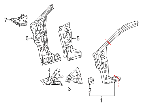 2021 Toyota Prius AWD-e Hinge Pillar Diagram
