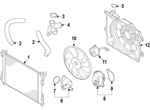 2012 Toyota Prius C Cooling System, Radiator, Water Pump, Cooling Fan Diagram