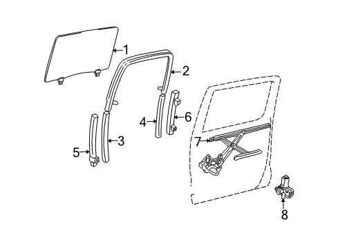 2014 Toyota Tacoma Rear Door - Glass & Hardware Diagram