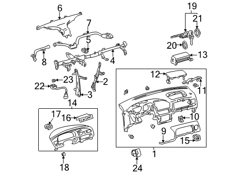 2003 Toyota Sienna Cluster & Switches, Instrument Panel Diagram