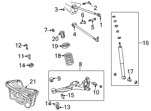 1998 Toyota RAV4 Trailing Arm Bushing, Rear Diagram for 48725-42011
