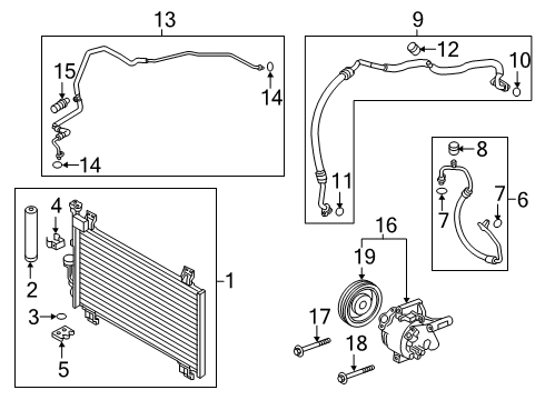 2019 Toyota Yaris Compressor Diagram for 88310-WB001