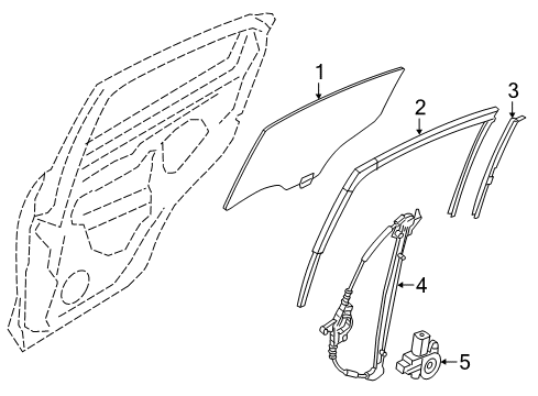 2016 Scion iA Rear Door - Glass & Hardware Diagram