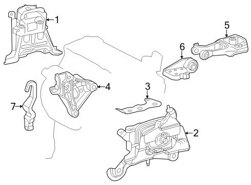2023 Toyota Corolla Cross Engine & Trans Mounting Diagram