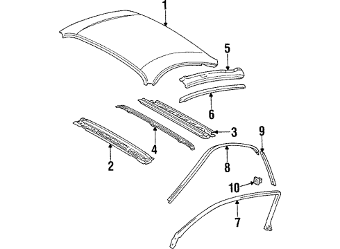 1997 Toyota Supra Roof & Components, Exterior Trim Diagram