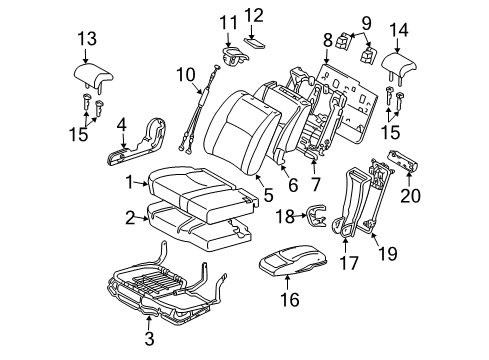2005 Toyota Highlander Second Row Seats Diagram 3 - Thumbnail
