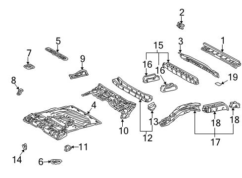 2000 Toyota RAV4 Rear Body Panel, Floor & Rails Diagram