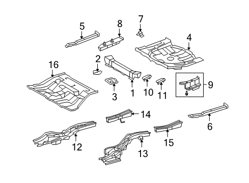 2014 Toyota Venza Rear Body - Floor & Rails Diagram