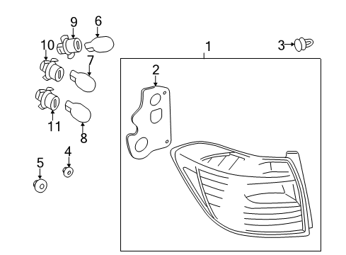2012 Toyota Highlander Combination Lamps Diagram 1 - Thumbnail