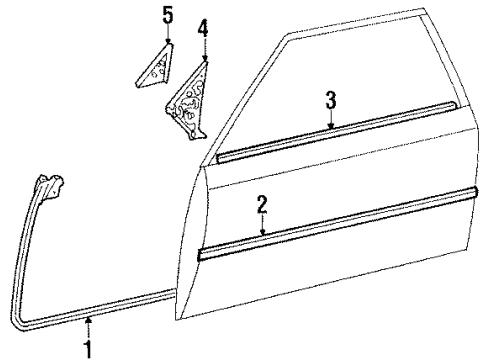 1988 Toyota Celica Door & Components, Outside Mirrors, Exterior Trim Diagram