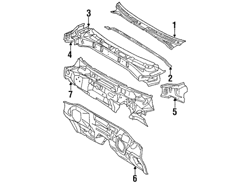 1993 Toyota T100 Cab Cowl Diagram