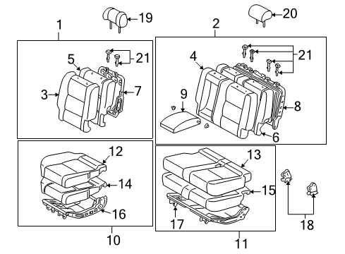 2002 Toyota Sequoia Rear Seat Components Diagram 1 - Thumbnail