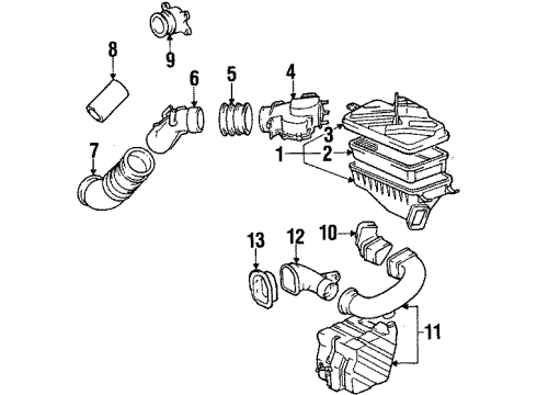 1989 Toyota Celica Mass Air Flow Sensor Diagram for 22250-74150