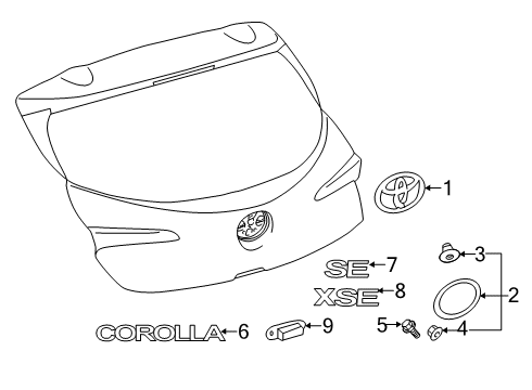 2022 Toyota Corolla Exterior Trim - Lift Gate Diagram